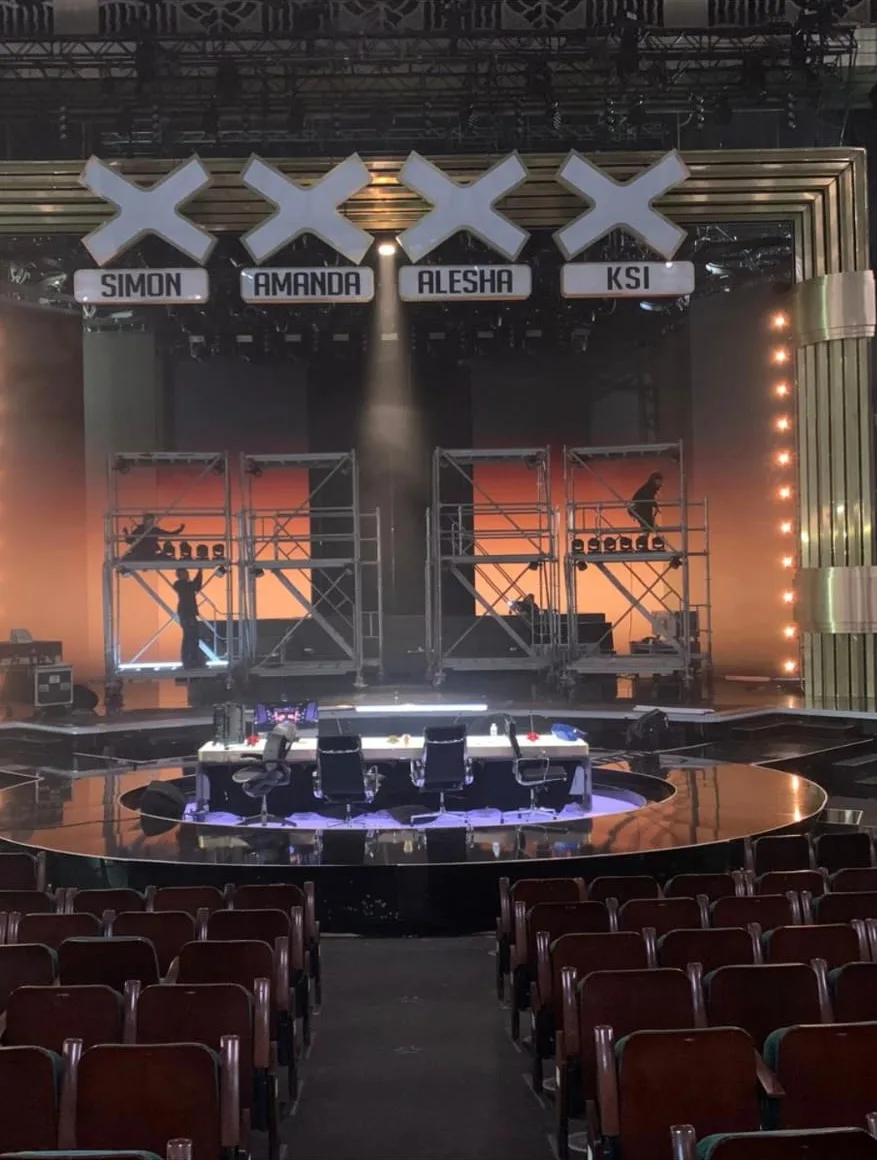 Specialist scaffold towers installed on a theatre stage